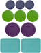 Pyrex Bundle - 10 Items: (3) 7202-PC Dark Blue Lids & (3) 7200-PC lawn green lids & (2) 7401-PC Purple Lids & (2) 7210-PC Turquoise Lids